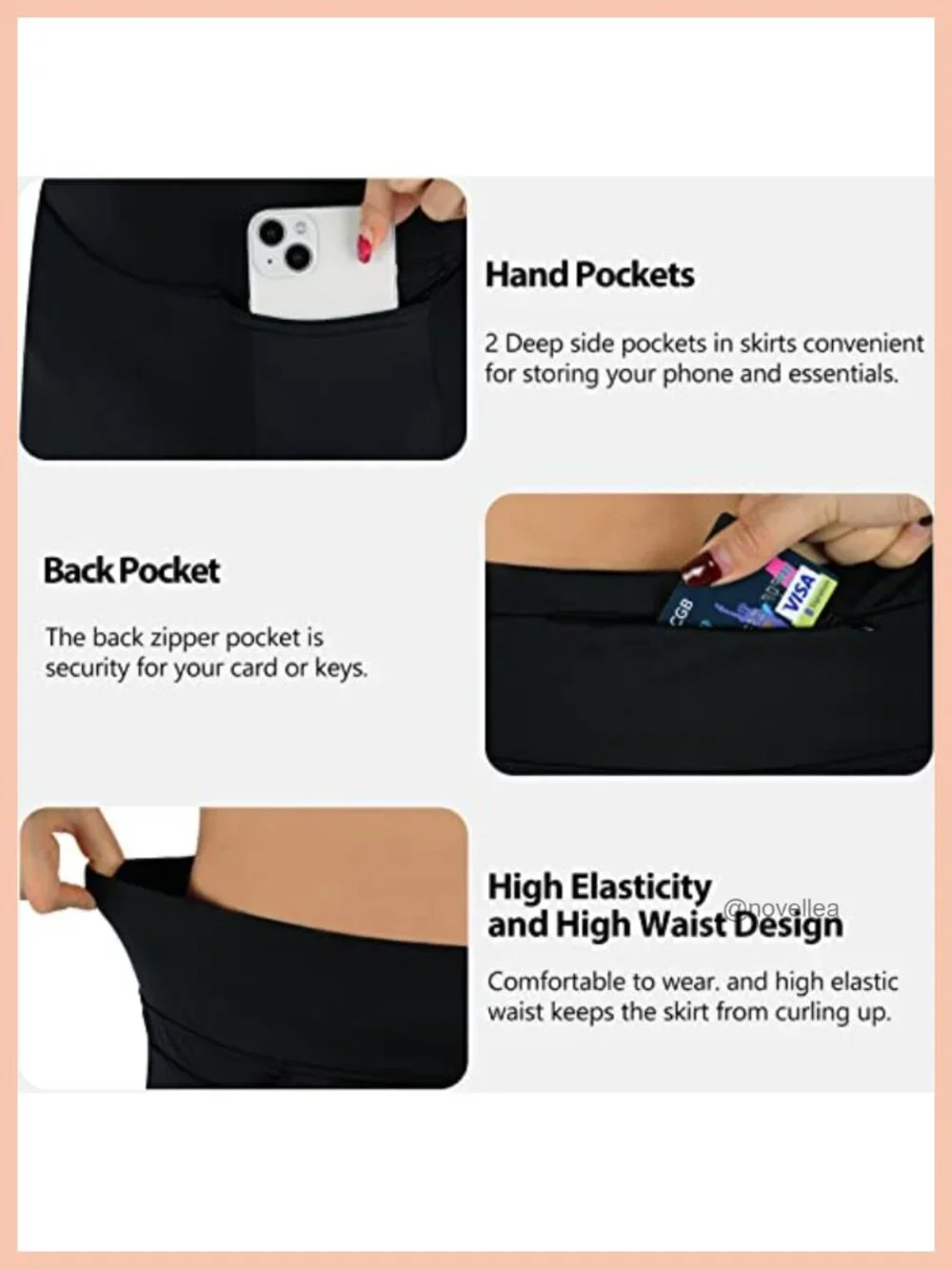 Women's Knee Length Skorts with Pockets Athletic Skirt Tennis Golf